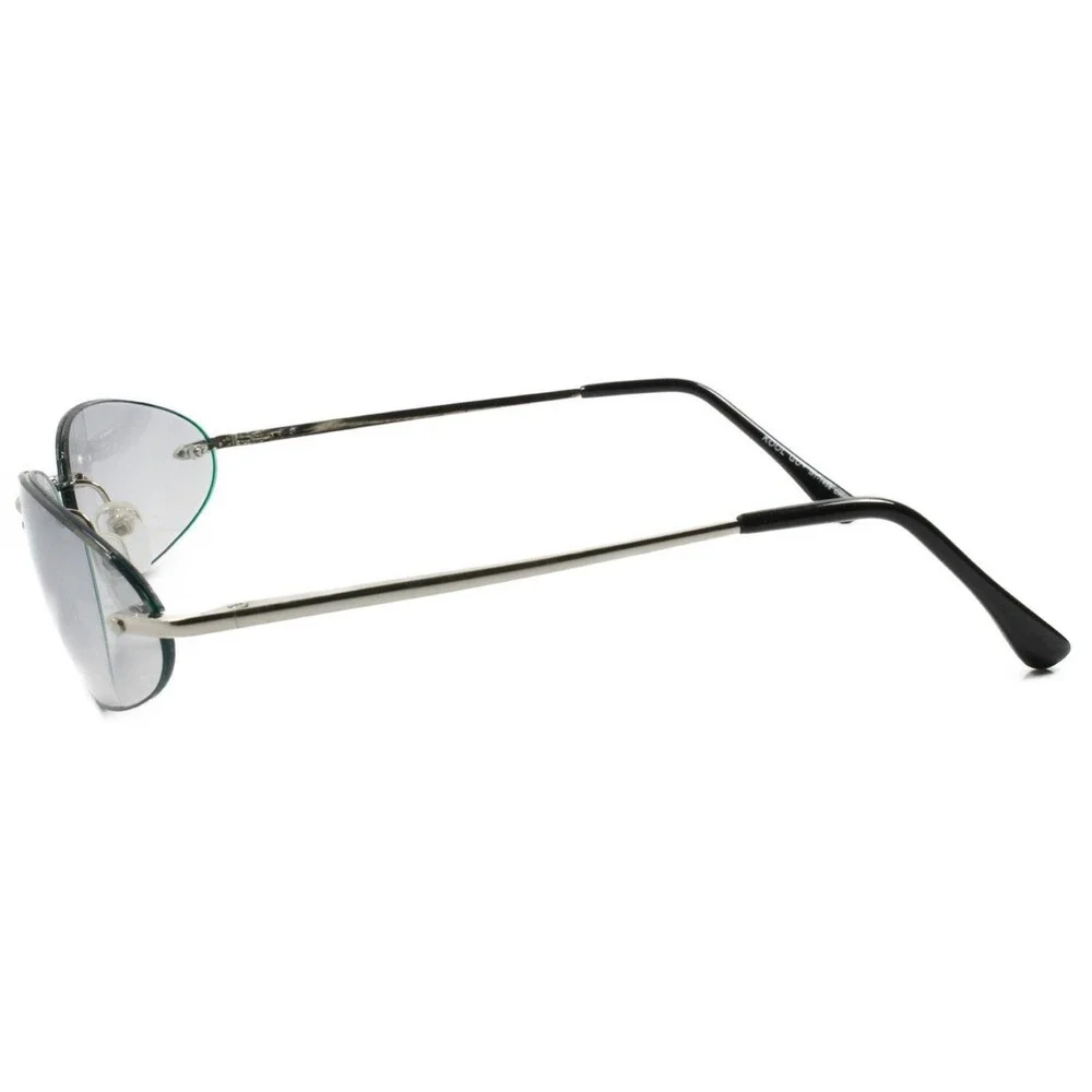 Vintage Retro Fashion Light Tint Lens Silver Green Mens Women Oval Sunglasses